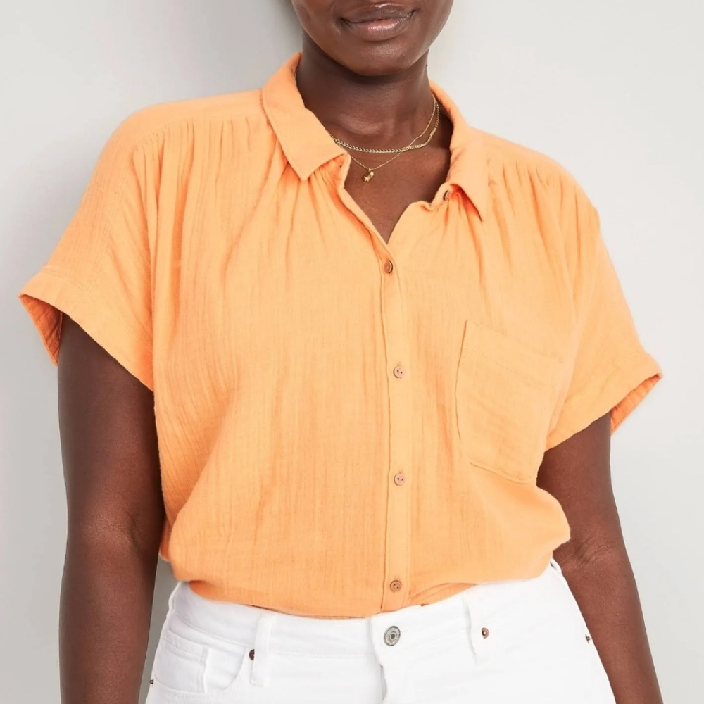*NWOT* V-Neck Dolman Sleeve Pocket Blouse -Old Navy- in Orange size XL